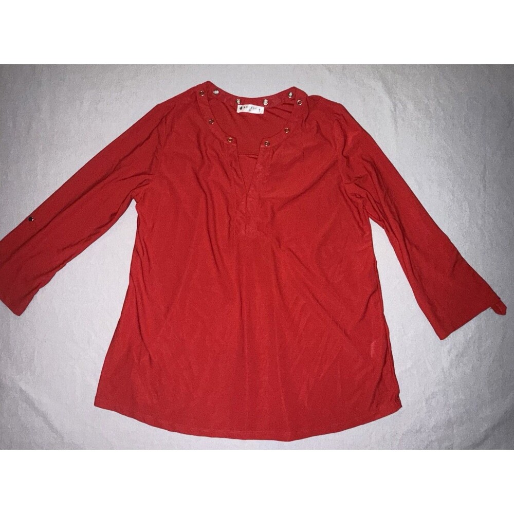 Agenda Red Long Sleeve Blouse